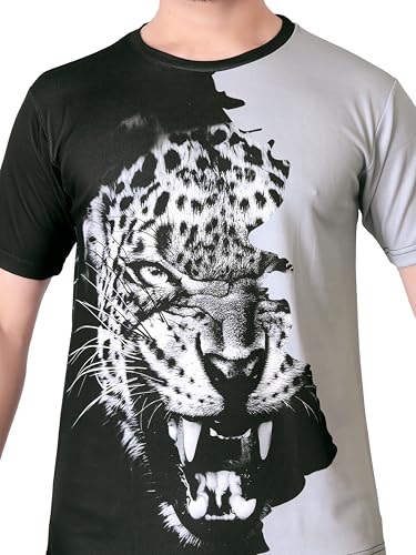 Image of Vintage Animal T Shirt for Men 3D Fierce Leopard Print T Shirt /Summer Short Sleeve Holiday T-Shirts Loose Clothing O-Neck Pullover /Cheetah Printed Attractive T Shirt