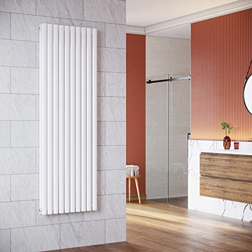 ELEGANT Design Heizkörper Vertikal 1800x590mm Paneelheizkörper Röhren Doppellagig Badheizkörper Mittelanschluss Weiß