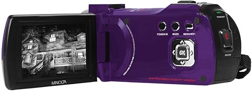 Miniatura 5 de Minolta MN220NV 1080p Full HD 24MP Videocámara de visión nocturna con WiFi con tarjeta de memoria de 32 GB (morado)
