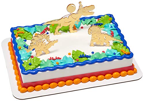 DecoPac26364 CakeDecorating kit Dinos Cake and Cupcake Toppers for Birthdays and Parties, 1 SET, Gold
