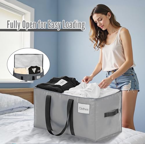 Image of BAGAIL Heavy Duty Moving Bags with Strong Handle, Extra Large Moving Boxes, Storage Tote for Clothes, College Moving Supplies(Grey, 2 Pack)