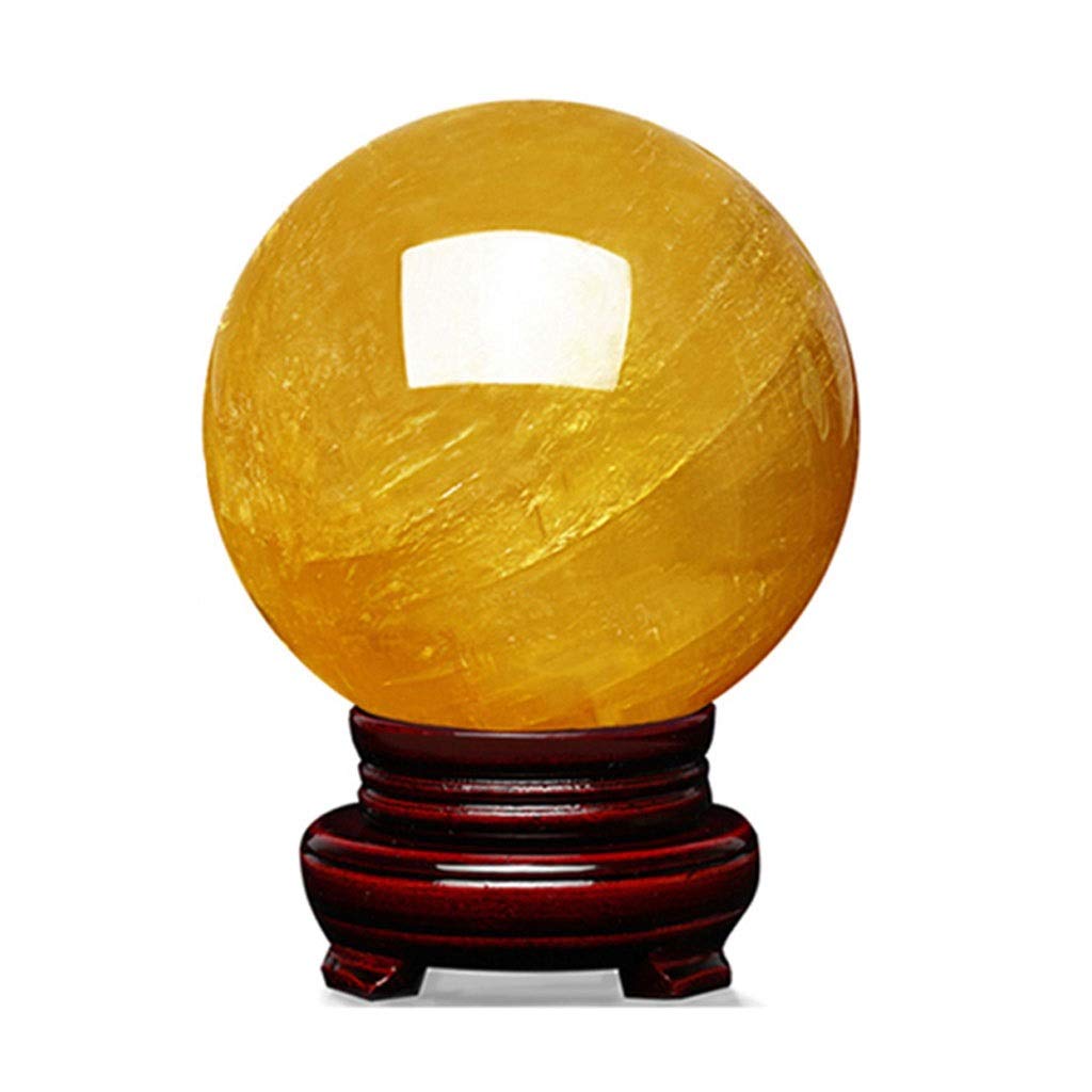 DPURPIWADY Feng Shui Ornaments Crystal Ball/Photography Ball Yellow White Glass with Base Bracket Auspicious Transfer Open Light for Photography Decoration (B 10CM)