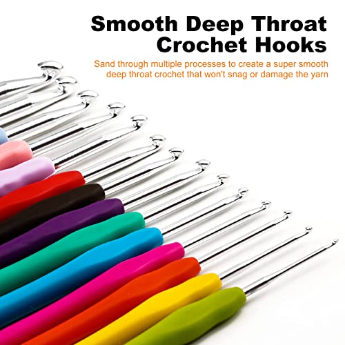 Koknit 12 Pcs Crochet Hooks, Ergonomic Handle Crochet Hooks Set For Arthritic Hands, Comfortable Smooth Crochet Needles Extra Long Knitting Needles With Stitch Markers #TOP1