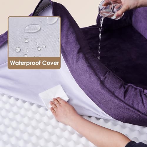 Image of EHEYCIGA Orthopedic Dog Bed for Large Dogs, Waterproof Memory Foam With Sides, Non-Slip Bottom, Egg-Crate Foam Couch, Washable Removable Cover, Purple