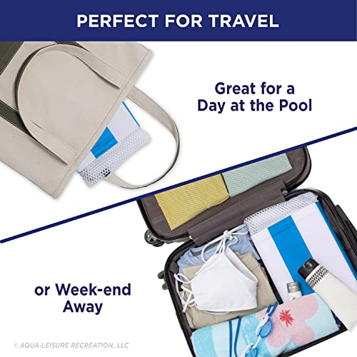 Image of Aqua 4-in-1 Monterey Hammock Pool Float & Water Hammock, Multi-Purpose, Inflatable Pool Floats for Adults, Patented Thick, Non-Stick PVC Material, One Light Blue & One Navy /White Stripe, 2-Pack