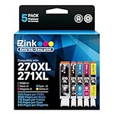 E-Z Ink (TM) Compatible Ink Cartridge Replacement for Canon PGI-270XL CLI-271XL PGI 270 XL CLI 271 XL to use with PIXMA MG6820 MG5720 (1 Large Black,1 Small Black,1 Cyan,1 Magenta,1 Yellow) 5 Pack