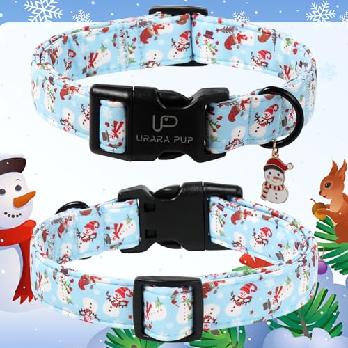 Image of Christmas Snowman Dog Collar - Xmas Dog Collars with Cute Snowman Patterns - Soft, Adjustable, Ideal for Winter Holidays M