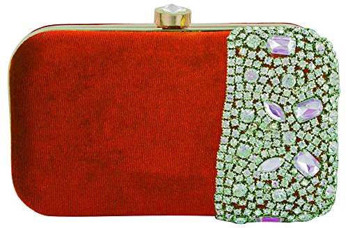 Image of TOOBA Handicraft Women's Embroidered Clutch Purse | Designer Handbag with Golden Floral & Pearl Work | Wedding, Cocktail, Party & Bridal Gift Bag for Women & Girls