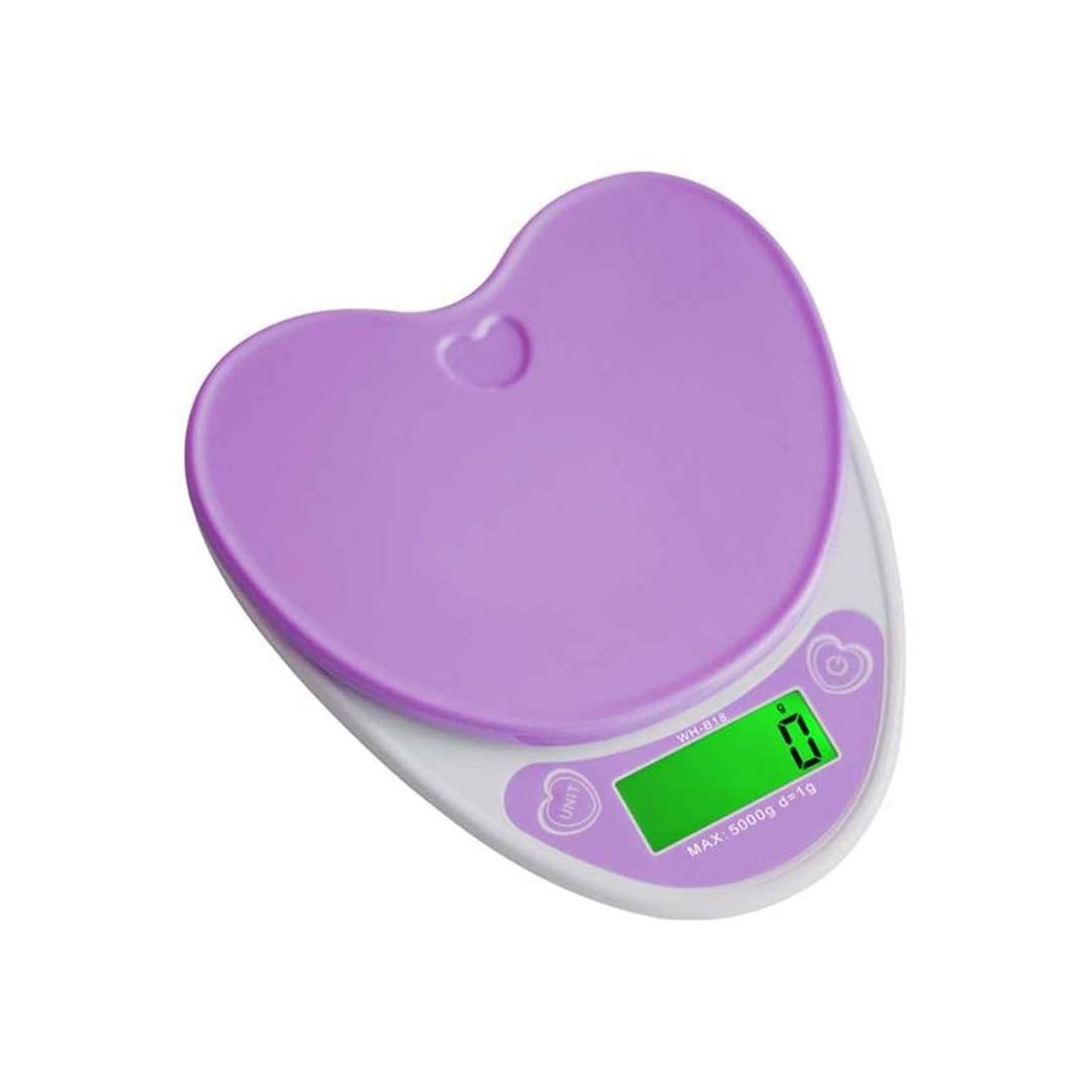 5kg 1g Lovely Heart Shaped Cyfrowa Waga Kuchenna LCD Food Wagi Elektroniczne Gotowanie Dieta Ławka Do Ważenia(Purple)