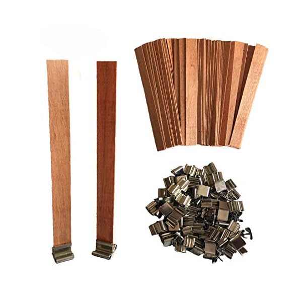Joyfeel's Store 100 StÃ¼ck Holz Kerze Dochte mit EisenstÃ¤nder Kerze Kerne NatÃ¼rliche Umweltfreundliche Docht fÃ¼r Kerzenherstellung und Kerze DIY Handwerk, 5 zoll (100) (100pcs)