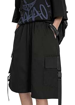 パンツ Retro Black WideLegged Summer WorkShorts Womens Casual Cargo Shorts Comfy Elastic Waist Y2k Shorts