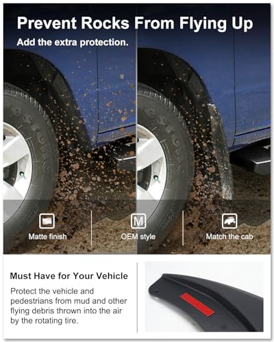Image of Kiwi Master Mud Flaps for 2009-18 Dodge Ram 1500 /2500 /3500, 2019-2024 Ram 1500 Classic (with OEM Fender Flares, Single Rear Wheels), Heavy Duty Front & Rear Mud Guards, No Drill, 4 Pcs Set
