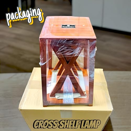 Image of Wooden Shelf Floor Lamp for Living Room & Bedroom Corners | Sofa Side Lamp | Home Decor Lighting with Khadi Shade