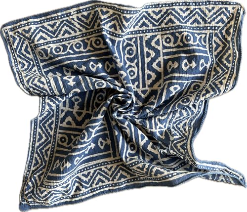 Indigo Bandana Organic Cotton Bandana Moselle, Bandana Scarf, Paisley Design Scarf, Vibrant Color, High-Quality, Winter Scarf, Unique Design Geometric Scarf, Hand Printed, Hiking Gift4