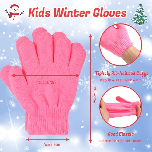 Handepo 200 Pairs Kids Gloves Bulk Children Winter Knitted Colorful Full Finger Mittens for Homeless Christmas party Gifts3