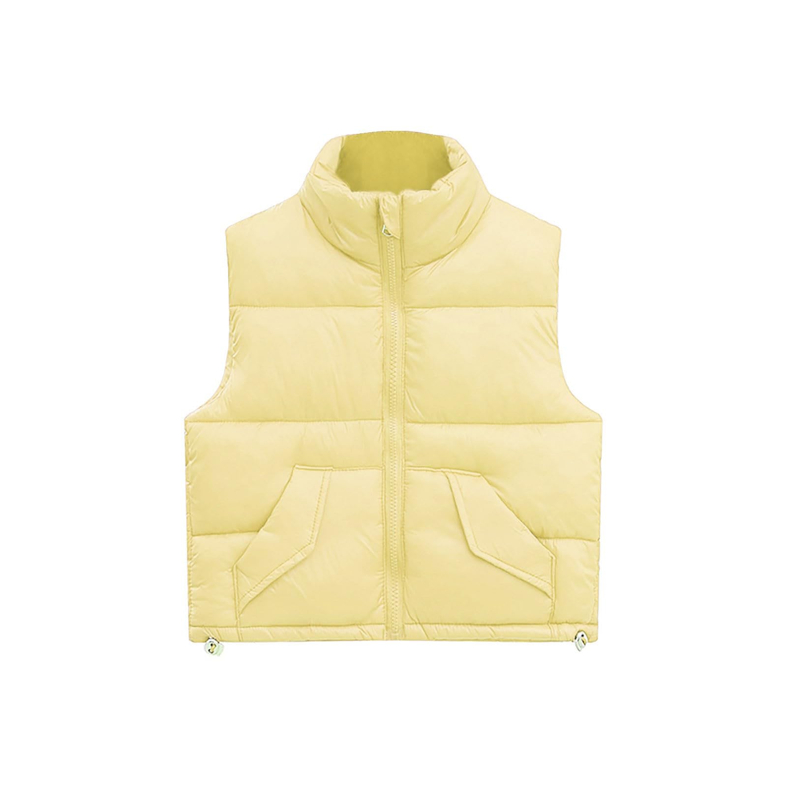 RNTOP Toddler Baby Girls Cropped Puffer Vests Jacket Light Winter Down Coat Waistcoat Kids Zipper (Yellow, 4-5 Years)
