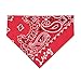 Personalized Red Dog Bandana, Pet Name Tag Scarf, Gift for Pet, Doggie Paisley Bandana (Embroidered Lettering)
