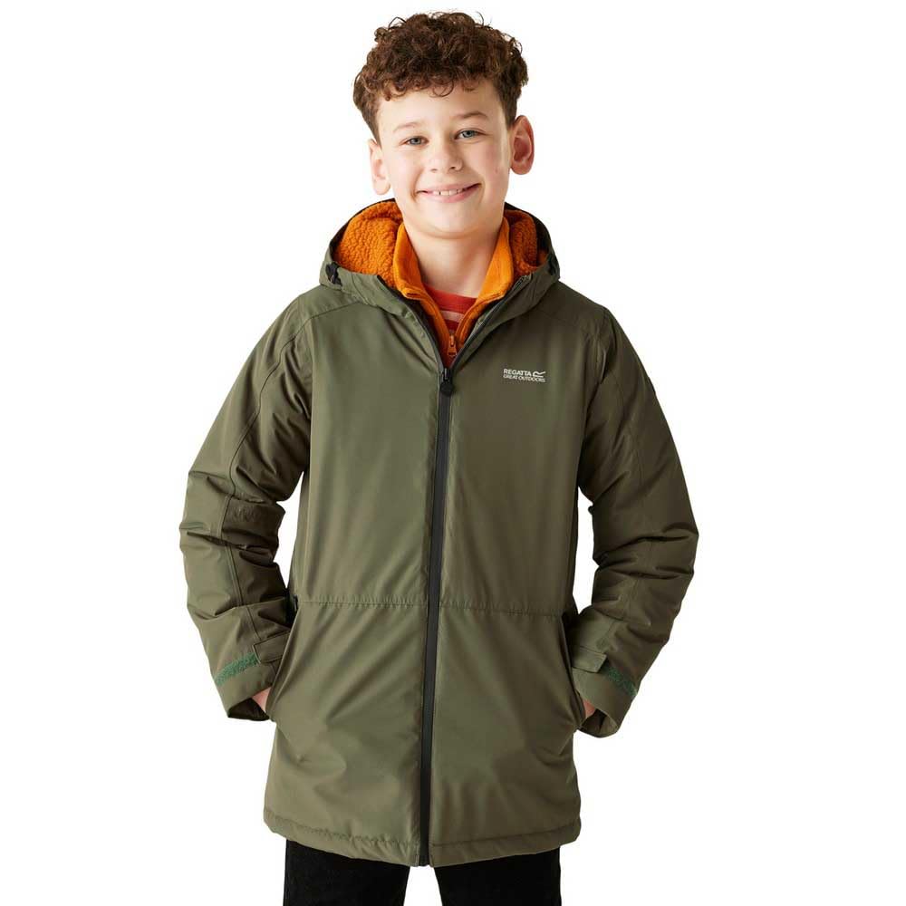 Regatta Farbank Hooded Waterproof Breathable Insulated Jacket for Kids - Green, 9-10 Years