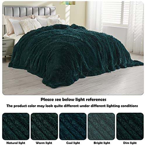 GONAAP Fuzzy Faux Fur Throw Blanket Dark Teal Super Soft Cozy Plush Fuzzy Shaggy Blanket for Couch Sofa Bed (Dark Teal, Throw(50"x60"))