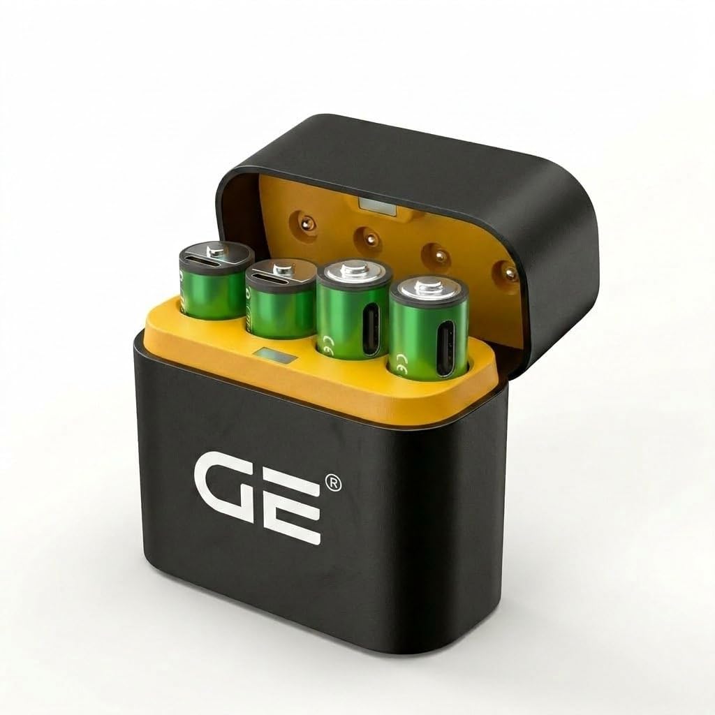 GE® AA AAA Rechargeable Batteries (Lithium 1.5V - 2500 mWh & 600 mWh) - New Launch in 2026 | Fast Charge Mode (Direct USB‑C + Wireless) | Pack of 4 Batteries | 10 Years of Life and 1,500+ recharges-image-27