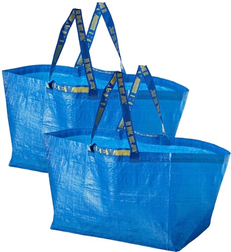 IKEA FRAKTA Bolsa de transporte, azul, bolsa de compras de gran tamaño, juego de 2 piezas, Edición limitada., Large