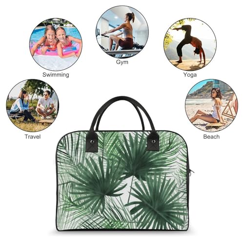 Travel Duffel Bag Transparent Palm Leaf Pattern Print Yoga Tote Bag Gym Bag Weekender Overnight Bag for Travel, Beach, Fitness, Yoga, Swimming4