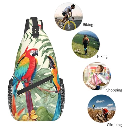 Mochila tipo sling con diseño tropical para uso diario miniatura 5