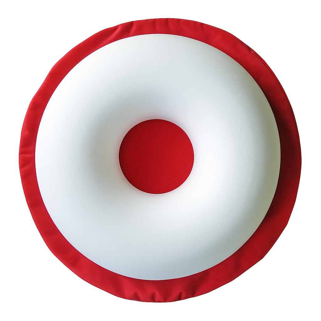 COMFORTNIGHTS® Donut Cushion – Surgical Ring Cushion for Piles, Haemorrhoids, Postpartum, Childbirth Recovery & Pressure Relief, with a Washable Red Poly Cotton Cover.