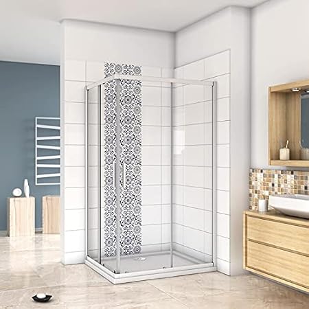 Mampara de Ducha Angular cabina de ducha mampara de ducha cuadrada Puerta Corredera Cristal 5 MM perfilería gris mate 70x70cm