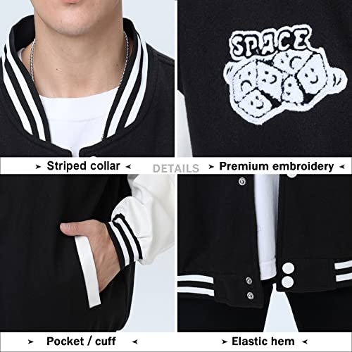 Image of Varsity Jacket Unisex Y2K Embroidered Letterman Bomber Jacket Casual Baseball Jackets