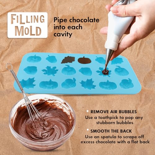 Image of 2PCS Mini Fall Molds, 18-Cavity Pumpkin Acorn Maple for Chocolate Candies