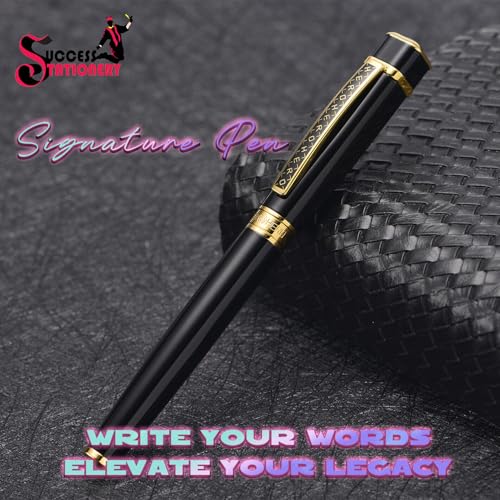 Image of Success Stationery Hero Pen Original Fountain Pen for Men Extra Fine Nib Ink Pen Black Colour Cap and Body Gold Trim Luxury Pen 979 Gift Set with Box