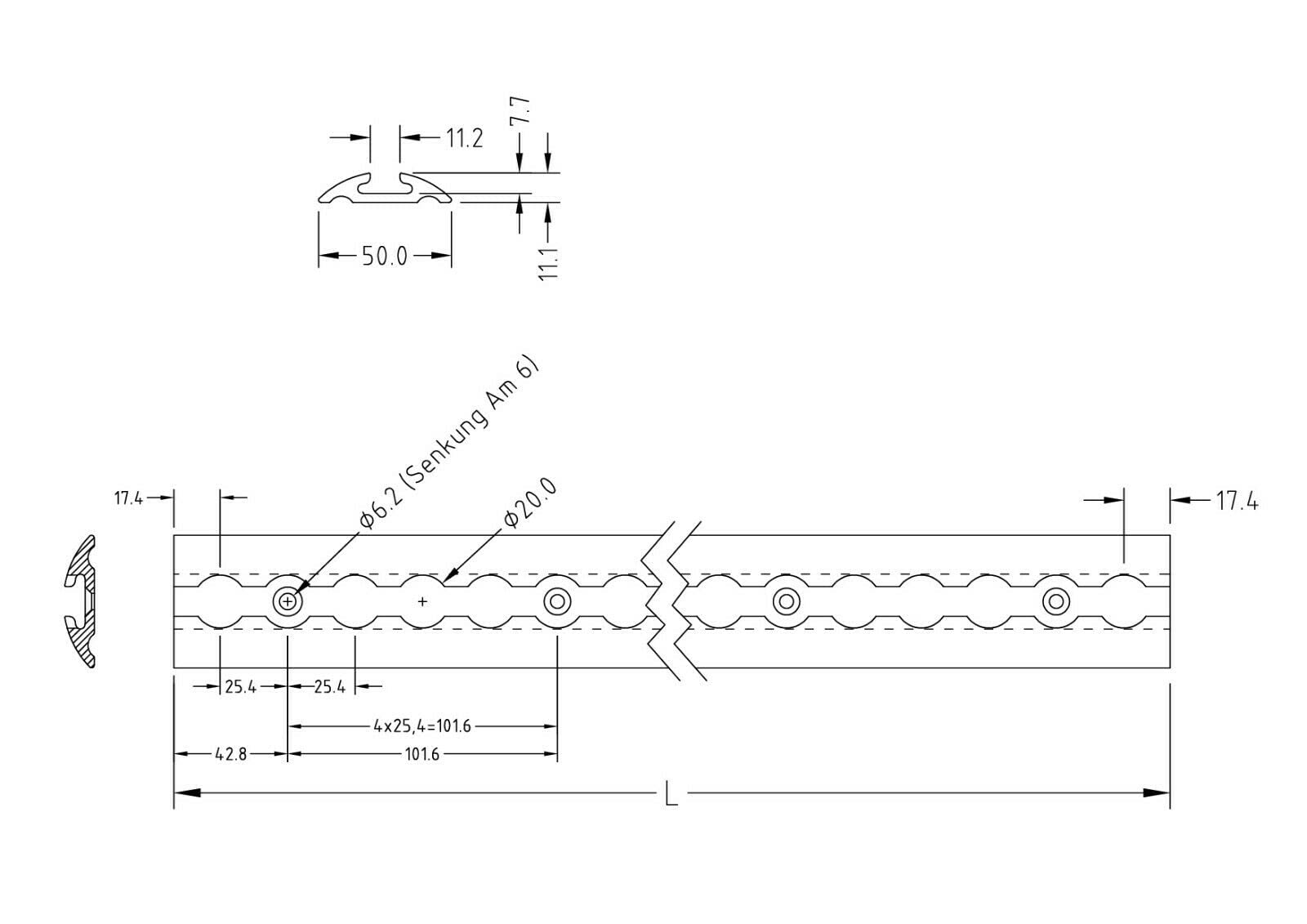 NTG Airlineschiene 4 STK 1m / 1000mm halbrund Alu m. 10 Fittings und 8 Endkappen -TÜV Zertifiziert- Sparsetauswahl Anhängerzubehör Ladungssicherung Aluschiene LKW - m. Bohrungen Silber eloxiert