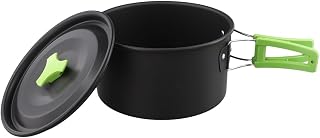 Hard Anodized Camping Pot Set with Foldable Handles | Lightweight aluminum, fits 2-3 people, includes storage bag, ideal for backpacking