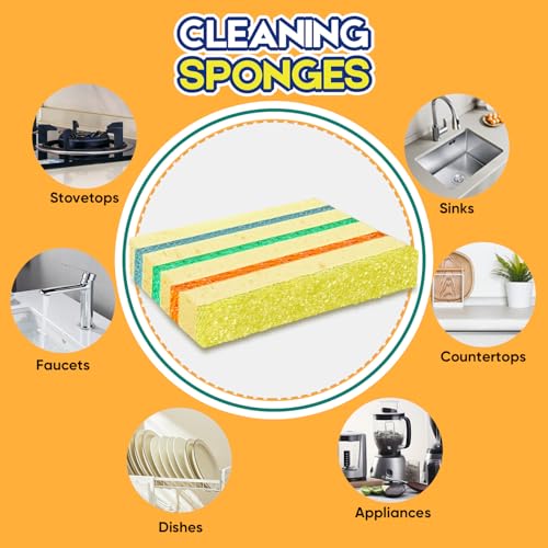 Image of LAUNDRYLUX 12 Pack Scrub Sponge - Temperature-Responsive - 50% More Power & Rinses Cleaner Cleaning Sponges, Multipurpose Dish Sponges for Kitchens, Bathrooms, and Outdoor Use - Patent Pending