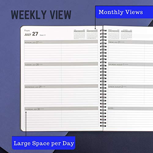 Delane Weekly Planner 2020-2021 - Spiral Bound Hourly Appointment Book – Schedule Your School or Business Calendar – Annual Organizer Agenda with Premium Paper, Black