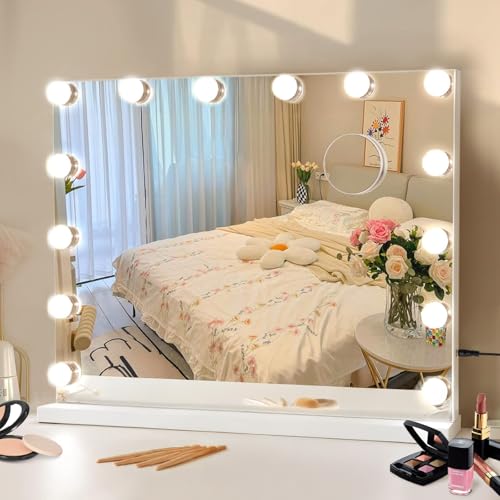 EDIMENS 50X42CM Hollywood LED Makeup Mirror with Touch Control - 14 Dimmable Lights Adjustable Stand Stable Base - Professional & Home Vanity Mirror for Precise Makeup (Ideal for UAE)