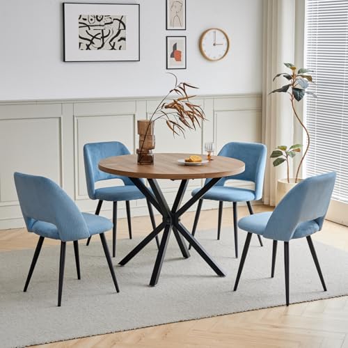 Mesa de comedor pequeña de 100 cm con 4 sillas cómodas para optimizar salón 3