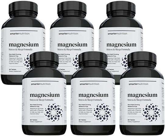 Smarter Nutrition Multi-Active Magnesium + AlphaWave(TM) L-Theanine - Melatonin Free - 4 forms of Magnesium, Glycinate, Citrate, Malate, and Bisglycinate – Enhanced Absorption – 60 Tablets (Pack of 6)
