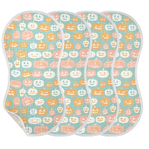 Pastel Color Halloween Cotton Muslin Burp Cloth Easy Care Feed Cloth for boy and Girl Set of 2, 22x11in3