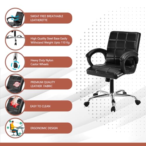 Image of GOYALSON Comfortable Revolving Office Chair Adjustable Swivel Chair with Padded Seat & Backrest for Home Office (1, Black, Standard)