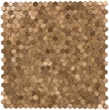 Miscasa Peel and Stick Metal Backsplash Tiles, 3D Mini Hexagon Gray Self Adhesive Metal Mosaic Stick on Wall Tiles for RV, Fireplace (Pack of 6