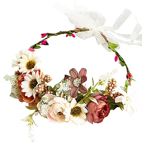 Coronas de Flores Diademas de Flores Diadema Floral De La Guirnalda Flores Banda Para El Cabello para Bodas Festivales Turismo Cover