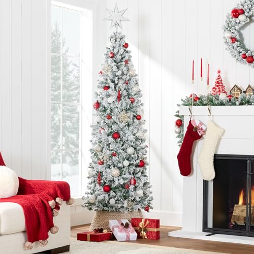 Best Choice Products SKY4981 Flocked Pencil Christmas Tree thumb #1