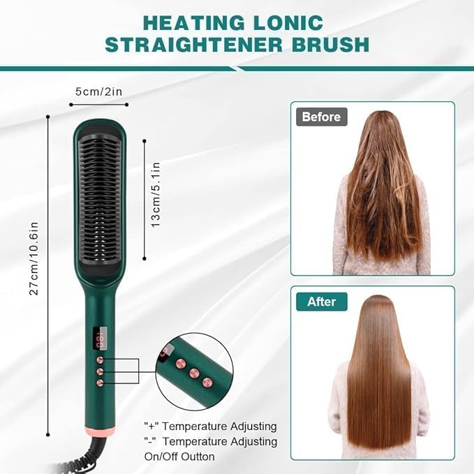 ZYNDRA 3 in 1 Ceramic Fast Hair Straightener Comb Brush Hair Styler Hair Straightening Iron Machine for Women PTC Heating Electric Comb Hot Brush with 5 Temperature, Ionic Care, 30s Fast Heating 8 51jv8H7Ef0L