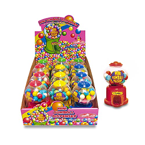 CASA DEL DOLCE Mini Gum Ball Machine, Jouet avec Chewing-gum au Goût de Fraise, Pomme Verte, Citron, Boîte de 12 pièces, Made in Italy, Idées Cadeaux pour les Fêtes