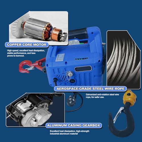 Polipasto eléctrico portátil 3-en-1 1102 lb con control remoto miniatura 4