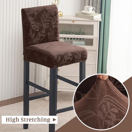 Image of FUANGUI Bar Stool Covers Set of 2, Stretch Bar Stool Seat Covers | Washable Removable Bar Chair Covers with Backs Slipcovers, Bar Chair Covers Square for Kitchen Dining Room Cafe