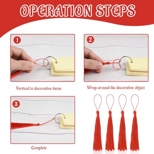 Image of 100 Pcs Bookmark Tassels Bulk Red Soft Craft Silky Handmade Mini Tassels for Jewelry Making with Loops for DIY Craft Accessory Dress Decoration
