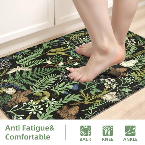 2 PCS Botanical Kitchen Rugs Set, Black Green, 17.3"x28" + 17.3"x47" by keensoft - Used condition - Image 5
